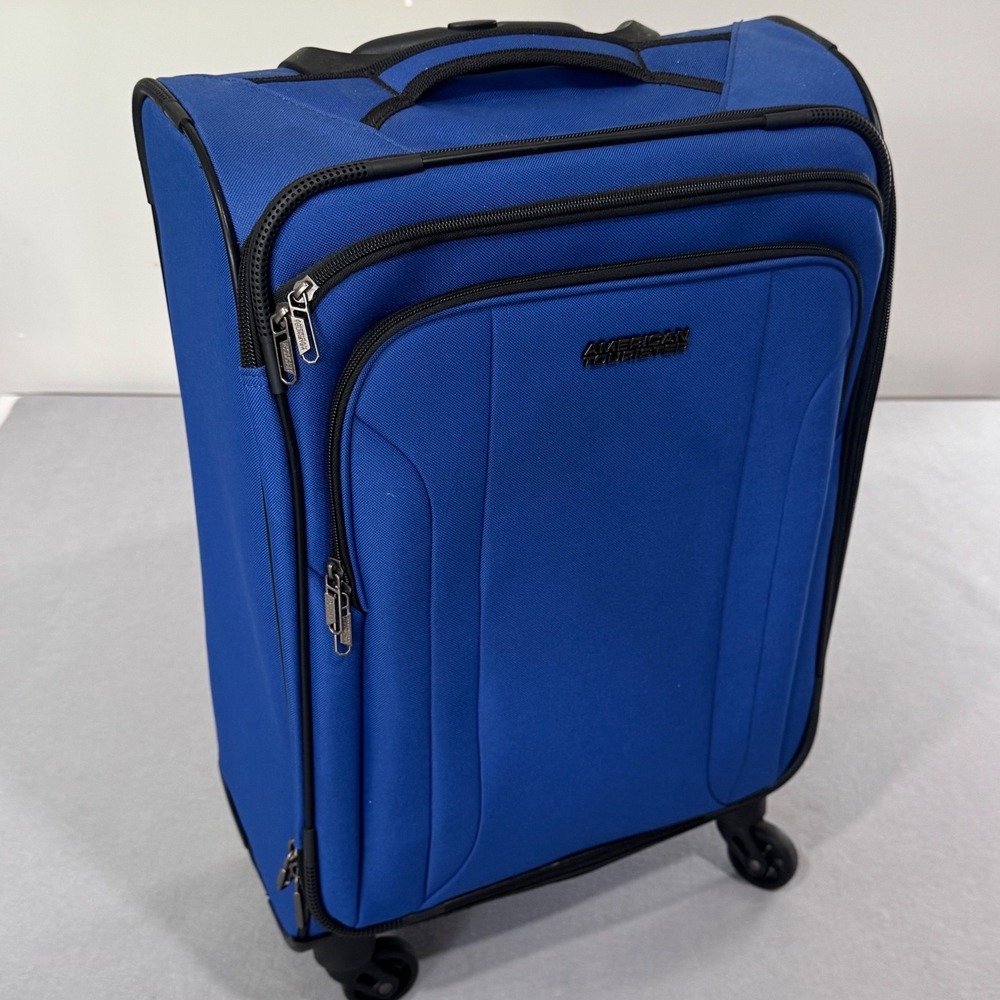 American Tourister Spinner Suitcase Unisex Blue Softside 24 Inch Luggage